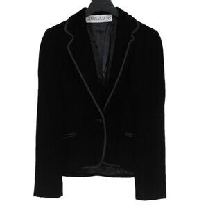 Gloria Sachs Womens Vintage Blazer Size US 8 Black Velvet Velour Jacket